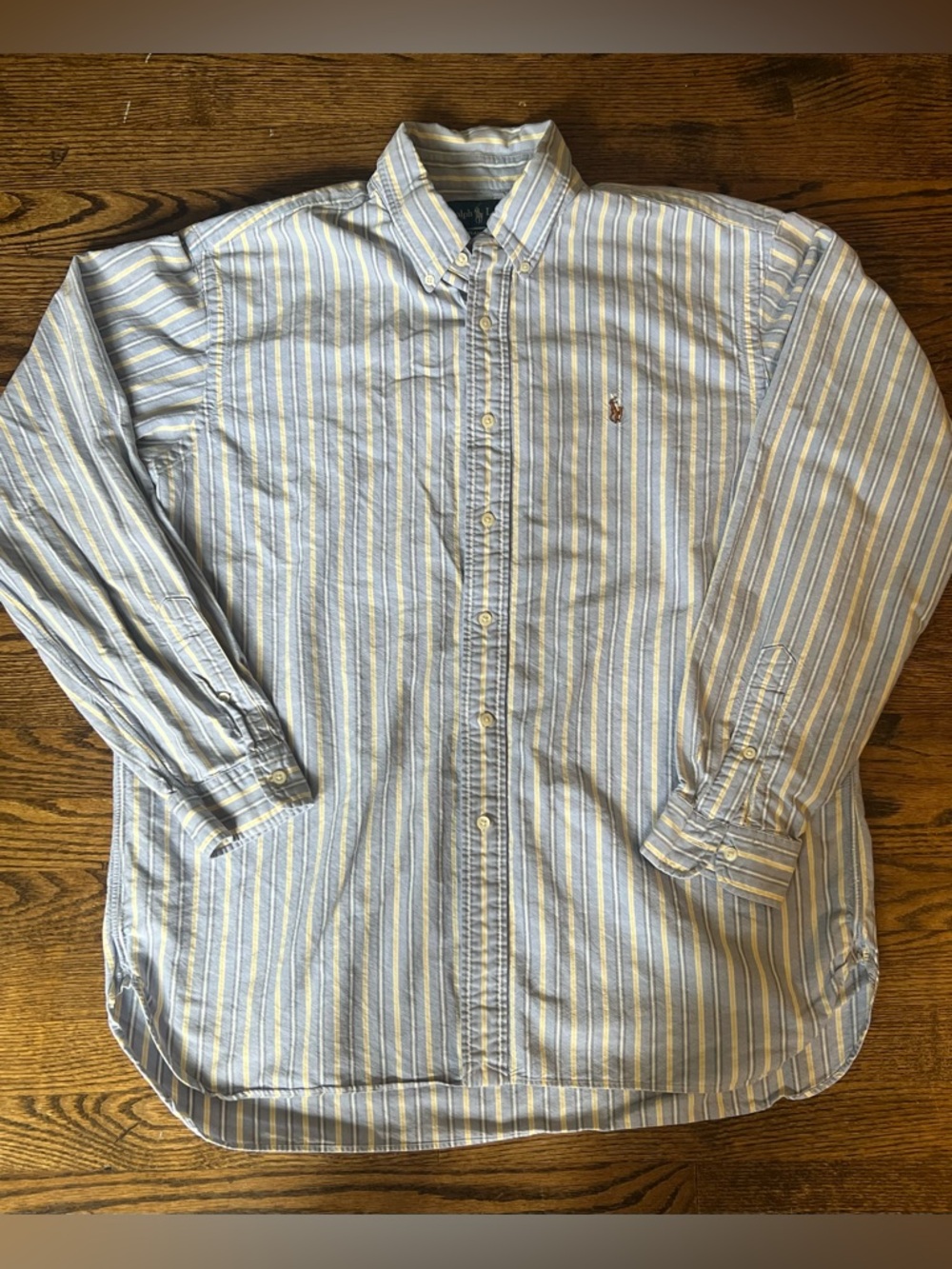 Ralph Lauren Blue, White & Yellow Striped Button-Down Shirt